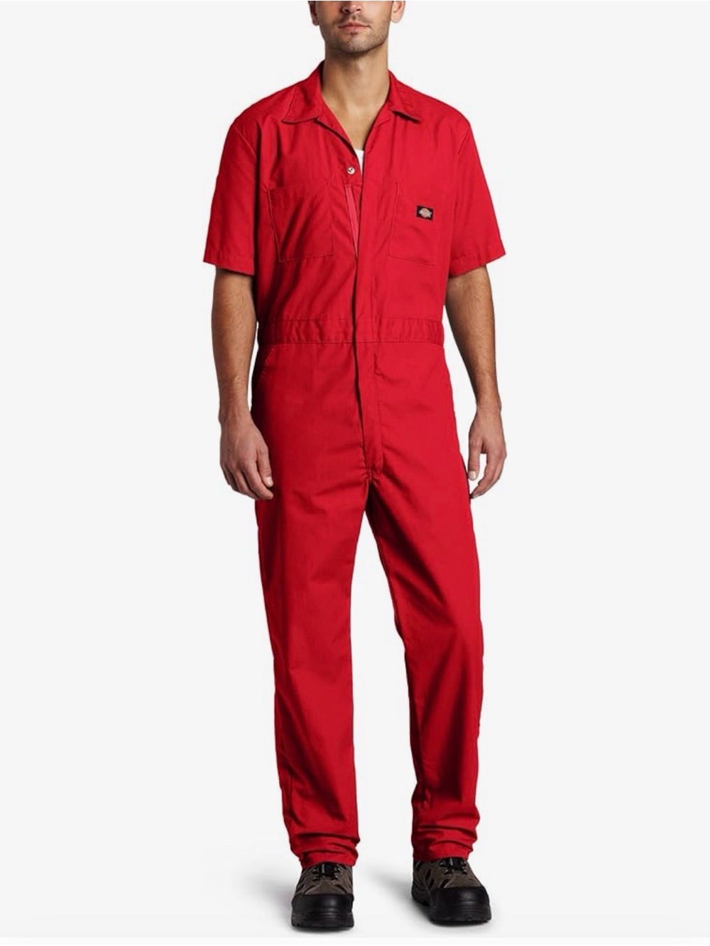 Dickies Men's Red Short-Sleeve Utility Coverall Pants